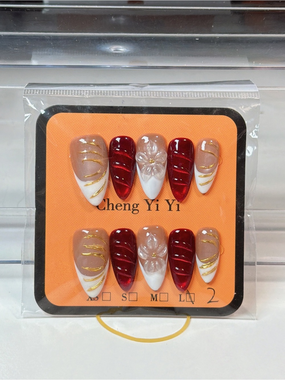 Red & Nude Floral Accent Press-On Nail Set